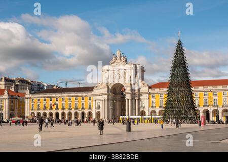 Handelsplatz ( Praca do Comércio ) zu Weihnachten, Lissabon, Portugal. Stockfoto