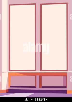 Ein weiß-rosafarbener Schrank mit zwei Fenstern Stock Vektor
