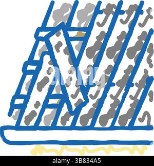 Metalldachbefestigung, Symbol mit Doodle-Illustration Stock Vektor