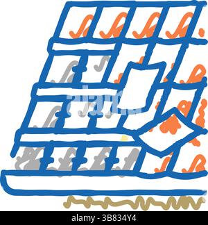 Illustration des Symbols für die Befestigung des Ziegeldachs Stock Vektor