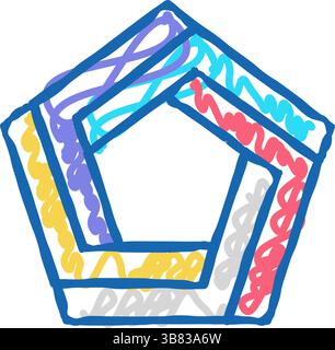 Magische Unmögliche geometrische Form Symbol Kritzelillustration Stock Vektor