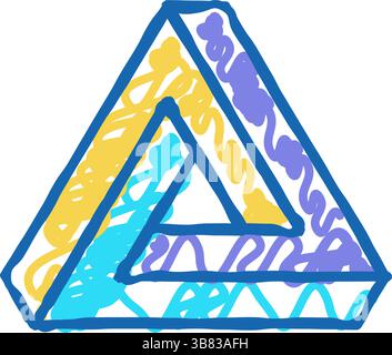 penrose Unmögliche geometrische Form Symbol Doodle Illustration Stock Vektor