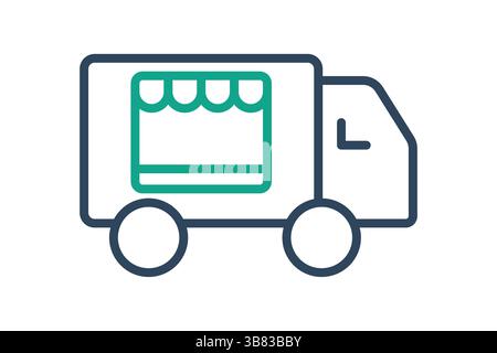 Imbiss-Truck-Symbol. Liniensymbolstil. Symbol für Catering-Dienstleistungen, die Speisen mitbringen. Catering Elements Vektor-Illustration Stock Vektor