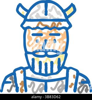 nordische wikinger mittelalterliche Ikone Kritzelillustration Stock Vektor