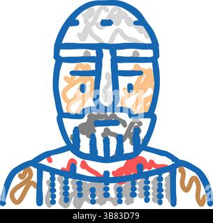 Krieger wikinger mittelalterliche Ikone Kritzelillustration Stock Vektor