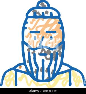 Kopf der wikinger mittelalterliche Ikone Kritzelillustration Stock Vektor