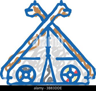 Zelt wikinger Icon Kritzelillustration Stock Vektor