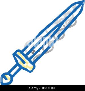 Schwert wikinger ikone Kritzelillustration Stock Vektor