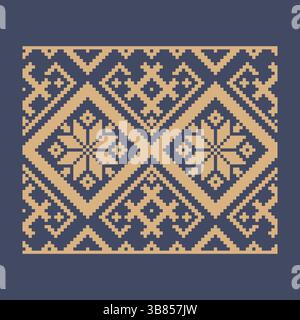 Ukrainisches Randmuster-Element. Schablone für Blockdruck oder Tätowierung. Einrichtung mit geometrischem Blumenmuster. Stock Vektor