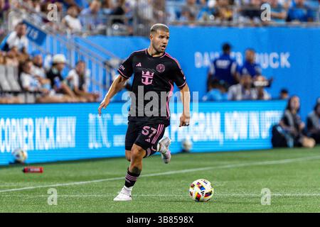 3. Juli 2024, Charlotte, North Carolina, USA: 3. Juli, 2024, Charlotte, North Carolina, USA: Inter-Miami-Verteidiger Marcelo Weigandt (57). Inter Miami CF besiegt Charlotte FC mit 2:1 im Bank of America Stadium in Charlotte, North Carolina. (Bild: © Jason Walle/ZUMA Press Wire) Stockfoto