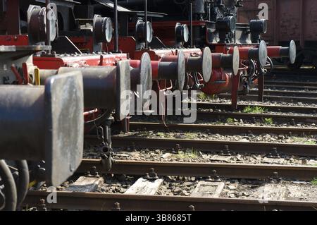 Bremse-Puffer-Dampflokomotiven Stockfoto