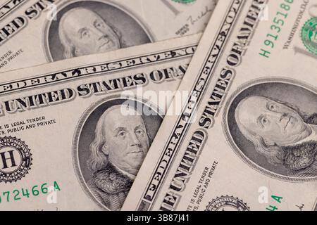 100 US-Dollar, Geld mit einem Nennwert von 100 US-Dollar, Vorderseite von Dollar Stockfoto