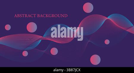 Futuristischer abstrakter Wellenhintergrund mit Gradientenkugeln Stock Vektor