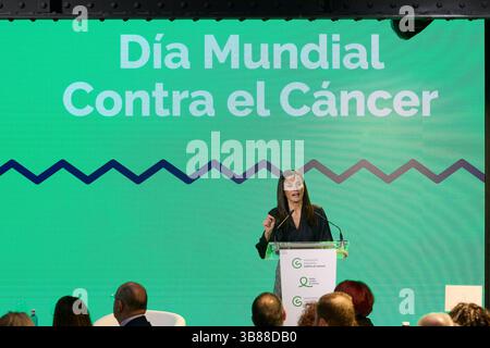 Februar 2024, Madrid, Spanien: KÖNIGIN LETIZIA von Spanien nimmt an einer Veranstaltung zum Weltkrebstag im La Salle by Eneldo Space Teil (Foto: © Mike Chicorro/ZUMA Press Wire) Stockfoto