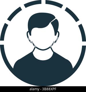 Einfaches Benutzerprofil-Symbol mit Brustumfang in einem gestrichelten Kreis, ideal für Websites und Apps Stock Vektor