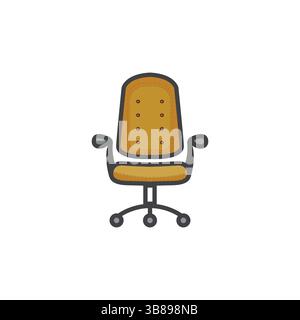 Buntes Vektor-Symbol eines orangen Bürostuhlmöbels, Arbeitsplatzes und bequemen Sitzplatz-Symbol Stock Vektor