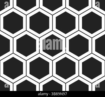 Geometrischer Hintergrund. Einfaches sechseckiges Gitter mit inneren festen Zellen. Große Sechsecke. Nahtlose Vektorillustration. Stock Vektor