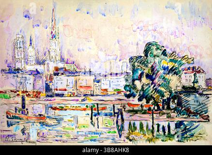 „Rouen“ von Paul Signac, April 1924. Rouen-Druck in hoher Auflösung von Paul Signac. Gemeinfreier, hochauflösender Druck. Stockfoto