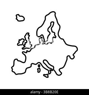 Kartensymbol Europa. Umrisskarte Europa. Einfaches Design mit Symbolen. Vektorabbildung. Umfasst Deutschland, Niederlande, Belgien, Luxemburg, Österreich, Schweiz Stock Vektor