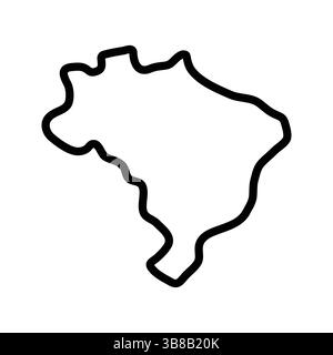Kartensymbol Brasilien. Umrisskarte Brasilien. Einfaches Design mit Symbolen. Vektorabbildung Stock Vektor
