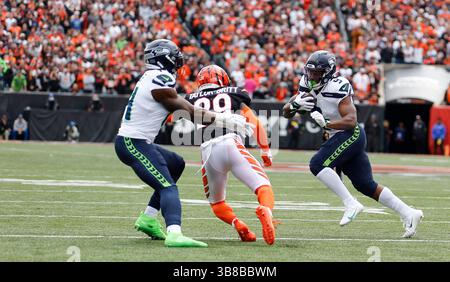 15. Oktober 2023: Seattle Seahawks Running Back Kenneth Walker III (9) während des regulären Saisonspiels zwischen den Seattle Seahawks und Cincinnati Bengals in Cincinnati, Ohio. JP Waldron/Cal Sport Media (Kreditbild: Stockfoto