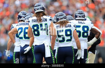 15. Oktober 2023: Die Seattle Seahawks spielen während des regulären Saisonspiels zwischen den Seattle Seahawks und den Cincinnati Bengals in Cincinnati, Ohio. JP Waldron/Cal Sport Media (Kreditbild: Stockfoto