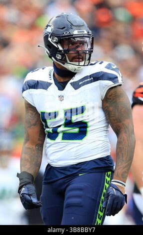15. Oktober 2023: Seattle Seahawks Defensive End Dre'Mont Jones (55) während des regulären Saisonspiels zwischen den Seattle Seahawks und Cincinnati Bengals in Cincinnati, Ohio. JP Waldron/Cal Sport Media (Kreditbild: Stockfoto