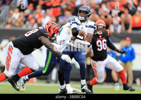 15. Oktober 2023: Seattle Seahawks Quarterback Geno Smith (7) während des regulären Saisonspiels zwischen den Seattle Seahawks und Cincinnati Bengals in Cincinnati, Ohio. JP Waldron/Cal Sport Media (Kreditbild: Stockfoto