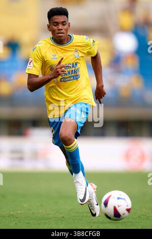 22. Oktober 2023: Marvin Park von UD Las Palmas in Aktion während der spanischen Liga La Liga EA Sports, Fußballspiel zwischen UD Las Palmas und Rayo Vallecano im Estadio Gran Canaria am 22. Oktober 2023 in Las Palmas de Gran Canaria, Spanien. (Foto: © Gabriel Jimenez Lorenzo/AFP7 via ZUMA Press Wire) Stockfoto