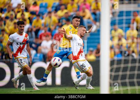 22. Oktober 2023: Alberto Moleiro von UD Las Palmas in Aktion während der spanischen Liga La Liga EA Sports, Fußballspiel zwischen UD Las Palmas und Rayo Vallecano am 22. Oktober 2023 in Las Palmas de Gran Canaria. (Foto: © Gabriel Jimenez Lorenzo/AFP7 via ZUMA Press Wire) Stockfoto