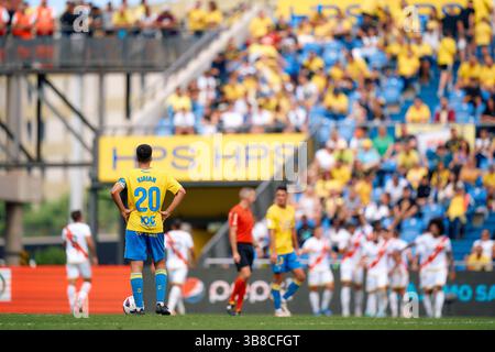 22. Oktober 2023: Kirian Rodriguez von UD Las Palmas beklagt während der spanischen Liga La Liga EA Sports, einem Fußballspiel zwischen UD Las Palmas und Rayo Vallecano am 22. Oktober 2023 in Las Palmas de Gran Canaria. (Foto: © Gabriel Jimenez Lorenzo/AFP7 via ZUMA Press Wire) Stockfoto