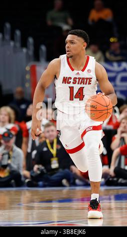 12. März 2024: NC State Wolfpack Guard (14) Casey Morsell während eines ACC Männer Basketball Turnierspiels zwischen dem NC State Wolfpack und den Louisville Cardinals in der Capital One Arena in Washington, D.C. Justin Cooper/CSM (Credit Image: © Justin Cooper/CSM via ZUMA Press Wire) Stockfoto