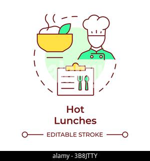 Mehrfarbiges Konzept für warme Mittagessen Stock Vektor