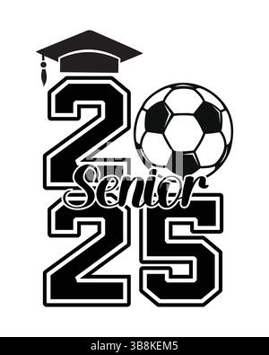 Design mit Emblem der Fußball-Kappe der Klasse 2025 Stock Vektor