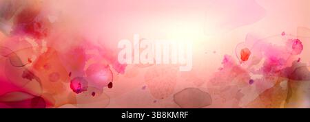 Aquarellpinsel Hintergrund - abstrakte braune und rote Flecken, lebhafte Flecken und helle Spritzer, helle Flecken, helle Flecken. Farbenfrohe gemalte Textur, künstlerische Acrylstriche, Aquarelltapeten. Stock Vektor