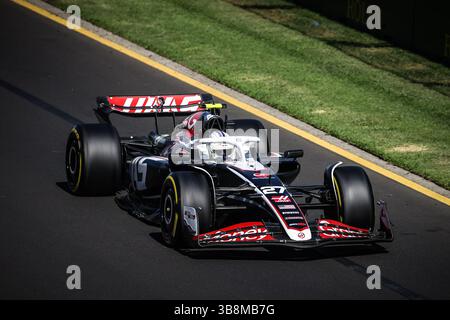 März 2024, Melbourne, Victoria, Australien: MELBOURNE, AUSTRALIEN – 24. MÄRZ: Nico Hulkenberg (Deutschland) und das Haas F1-Team beim Großen Preis von Australien 2024 im Albert Park in Melbourne (Australien) (Foto: © Chris Putnam/ZUMA Press Wire) Stockfoto