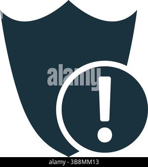 Sicherheitswarnung mit einem Schildsymbol, das eine Warnung, einen Fehler oder eine Benachrichtigung über Sicherheitsverletzungen darstellt Stock Vektor