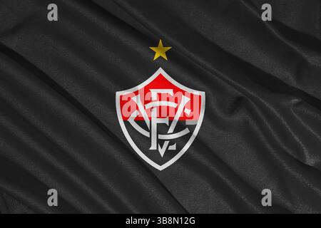 Pringsewu, Lampung 08. Mai 2025; brasilianisches Fußballklub Vitoria Logo mit Wellenstruktur. 3D-Abbildung Stockfoto