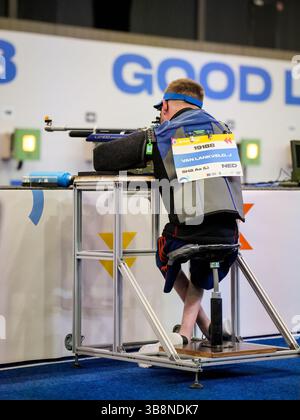 Rotterdam, Niederlande. August 2023. ROTTERDAM, NIEDERLANDE - 20. AUGUST: Joep van Lankveld aus den Niederlanden tritt am 20. August 2023 beim Para Shooting Event am 13. Tag der Para-Europameisterschaft 2023 beim Rotterdam Ahoy an. (Foto: Rene Nijhuis/BSR Agency) Credit: BSR Agency/Alamy Live News Stockfoto