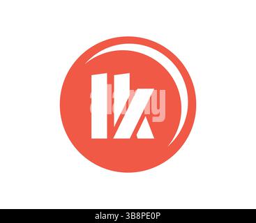 LK Sport-Emblem oder Team-Logo. Balllogo mit einer Kombination aus Anfangsbuchstaben L und K für Bälle, Sportfirma, Training, Vereinsabzeichen. Vektor Stock Vektor