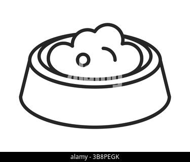 Einfache Strichkunst einer gefüllten Tiernahrungsschale. Steht für Tierpflege, Hausleben und Fütterung. Vielseitige Grafik für Websites, Apps und Druckprojekte Stock Vektor