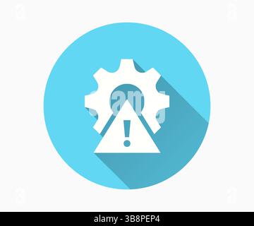 Flaches Systemfehler-Symbol mit langem Schatten für Grafik- und Webdesign. Stock Vektor