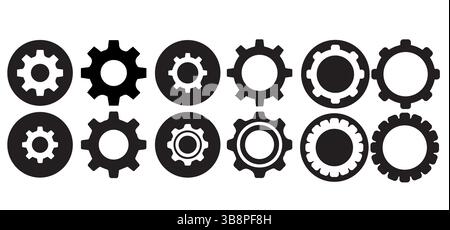 Vector Gear Icons Set Schwarz und weiß , Einstellungen Symbol Set . Symbol „Einstellungen“ Stock Vektor