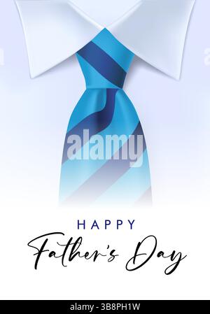Kreativkarte „Happy Vatertag“ mit gestreiftem Krawatte und Herrenhemd. Design-Konzept des Begrüßungsposters für den besten Vater der Welt. Vektorabbildung Stock Vektor