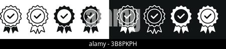Symbole für Prämienabzeichen festgelegt. Zertifizierte Medaillen-Vektorkollektion für Leistung, Rangfolge und Qualitätsanerkennung. Stock Vektor