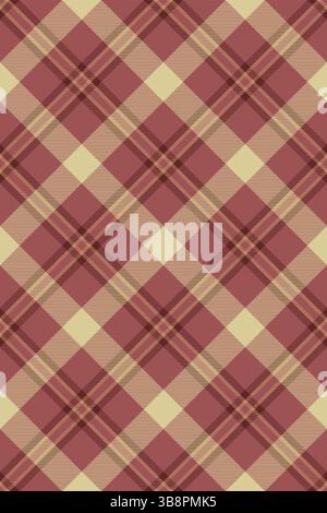 Modisches Muster Textur Check, dünner Schottenvektor Hintergrund. Nahtloses, sich wiederholendes, kariertes Textil in Rot- und Gelbtönen. Stock Vektor