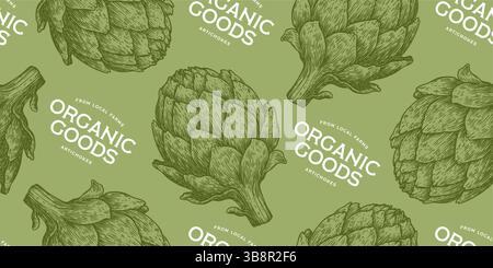 Artischocke, Gemüse. Nahtloses Muster Stock Vektor