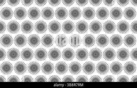 Abstraktes Graustufenmuster mit sich wiederholenden kreisförmigen Motiven. Elegant und hypnotisch, ideal für Hintergründe, Website-Designs oder Textildrucke. Stock Vektor