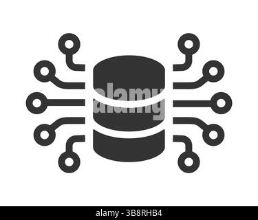 Sauberes, modernes Symbol eines Datenservers, der mit einem Netzwerk verbunden ist. Ideal für die Darstellung von Cloud-Computing, Datenmanagement oder Cybersicherheitskonzepten im Internet Stock Vektor