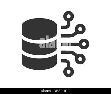 Minimalistisches Symbol für eine Datenbank mit digitalen Verbindungen. Symbolisiert Datenverarbeitung, -Speicherung und -Technologie. Für Websites und Präsentationen Stock Vektor